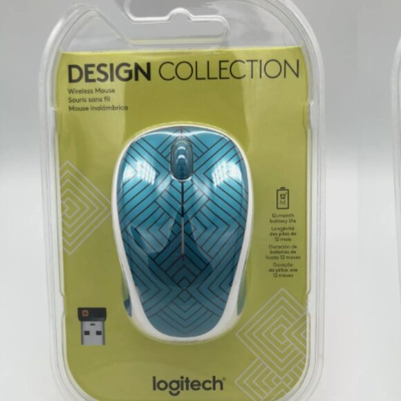 New color-Teal Maze Logitech Design Collection Optical Wireless Mouse, 2 units - Picture 2 of 3
